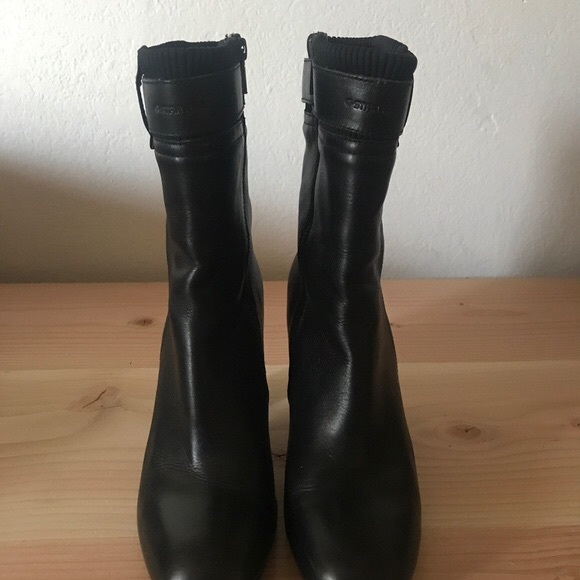 Rare! G Star Model Sample! Black Leather Heeled Boot - Picture 2 of 7